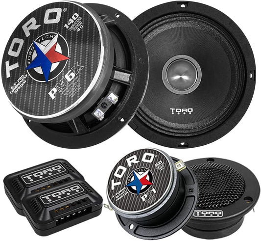 – PM6K, 6.5 Inch 2-Way Component Kit Pro Audio Shallow Mount Speakers - 340 Watts RMS Power / 140 Watts Music Program, 25Mm Aluminum Tweeters, 4 Ohm, 1.5" Voice Coil (Pair)