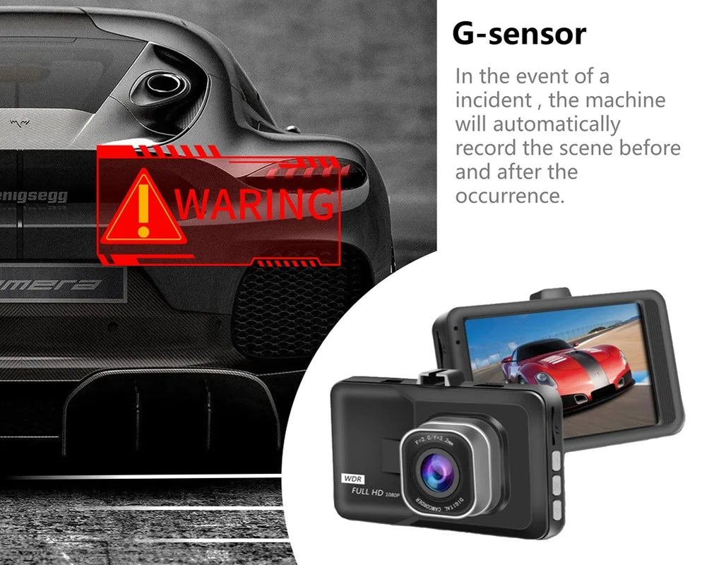 Q08 1080P Dash Camera with G-Sensor 170 Degree Wide Angle Lens Dashcam Vehicle Recorder Super Night Vision Dvr