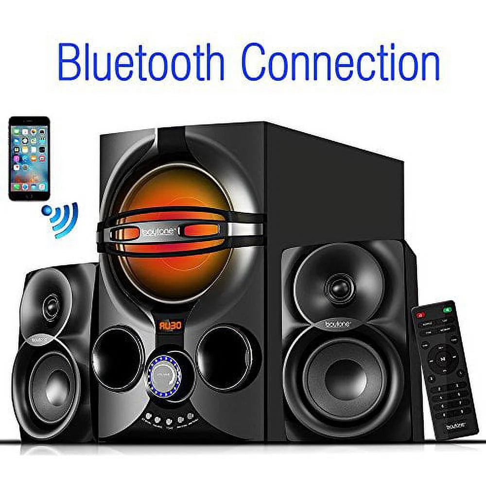 BT-324F, 2.1 Bluetooth Powerful Home Theater Speaker Systems, with FM Radio, SD USB Ports, Digital Play Back, 40