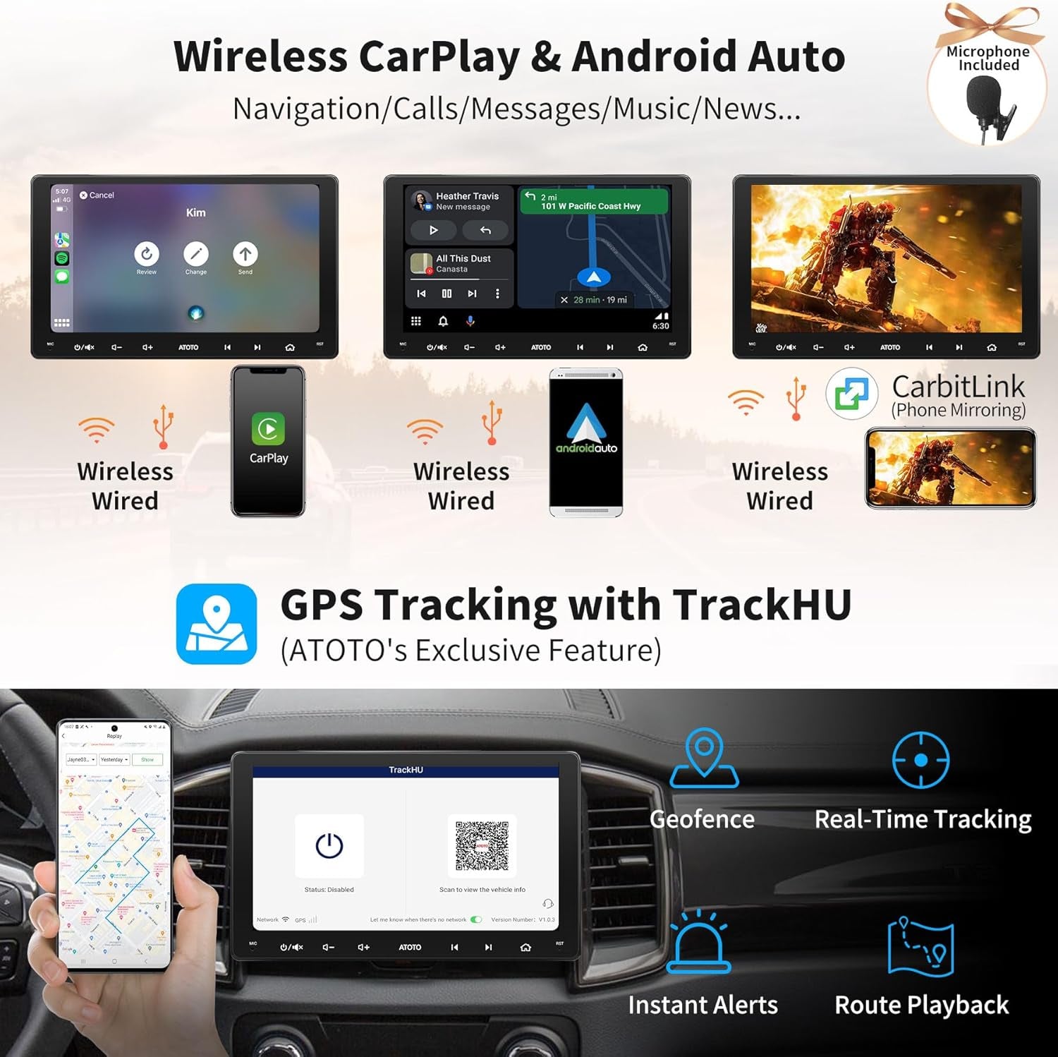 S8 8-Core 9 Inch QLED Double Din Android Car Stereo, Wireless Carplay & Android Auto, Built-In 4G,Wifi/Bt/Usb Tethering, 2 Bluetooth, 4G+32G Car Radio, SCVC&DSP, AI Chat, Mirrorlink,S8G2094Ms