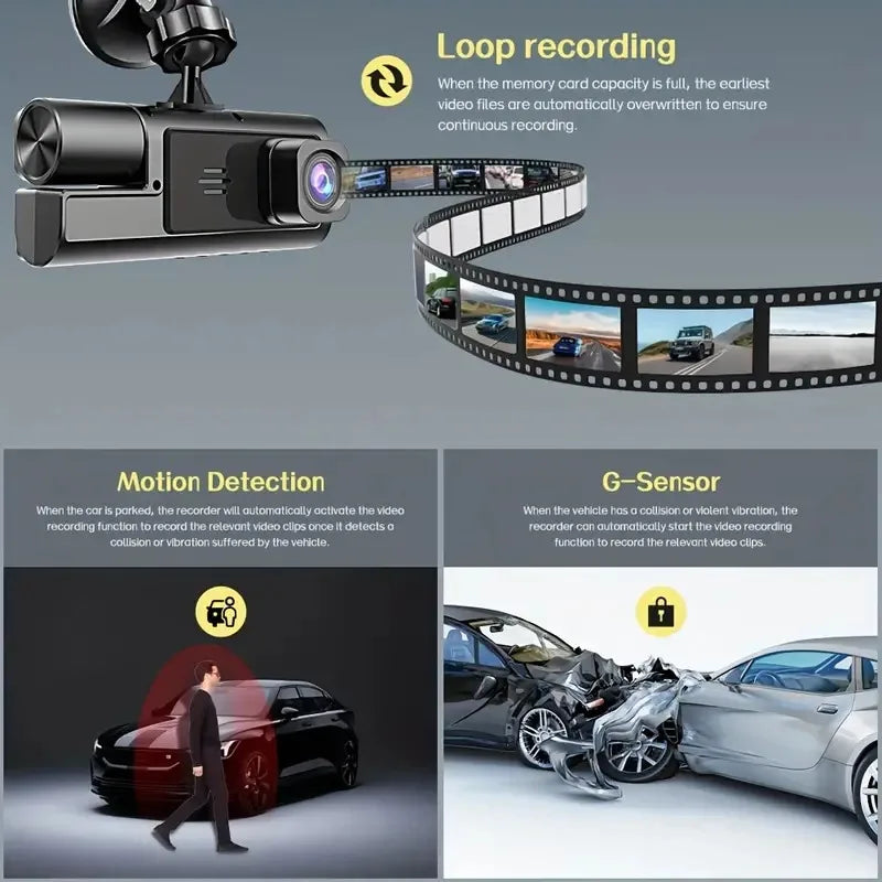 3 Channel Dash Cam for Cars 1080P Car Camera WIFI Video Recorder Front inside Rear View Camera Car DVR Black Box Car Assecories