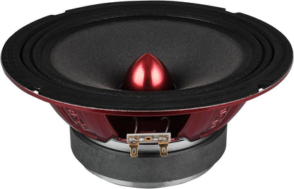 PRO-X8BM Loudspeaker - 8", Midrange, Red Aluminum Bullet, 550W Max, 275W RMS, 8 Ohms - Premium Quality Audio Door Speakers for Car or Truck Stereo Sound System (1 Speaker)