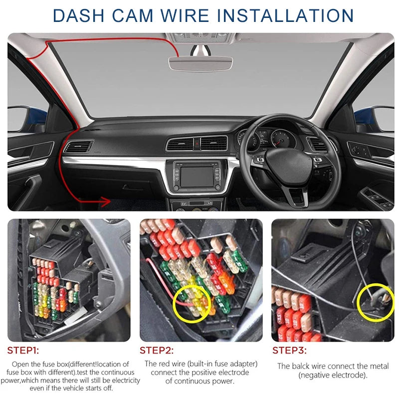 Car Dash Cam Wire 3.2M Mirror DVR Hardwire Cable Kit Video Recorder 12/24V to 5V Mini Micro USB Charger Line Auto Dashcam Camera