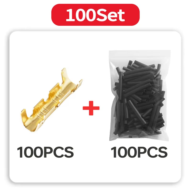 50/100 Set U-Shaped Electrical Wire Connectors Crimp Terminals for Fast Wiring Connection 0.5-1.5Mm² and Heat Shrink Tube Kit