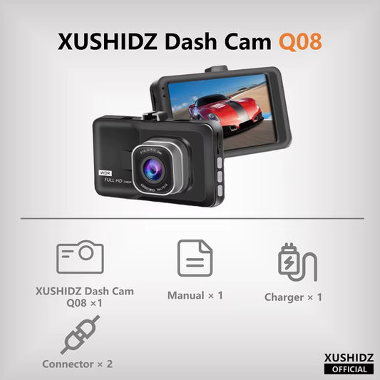 Q08 1080P Dash Camera with G-Sensor 170 Degree Wide Angle Lens Dashcam Vehicle Recorder Super Night Vision Dvr