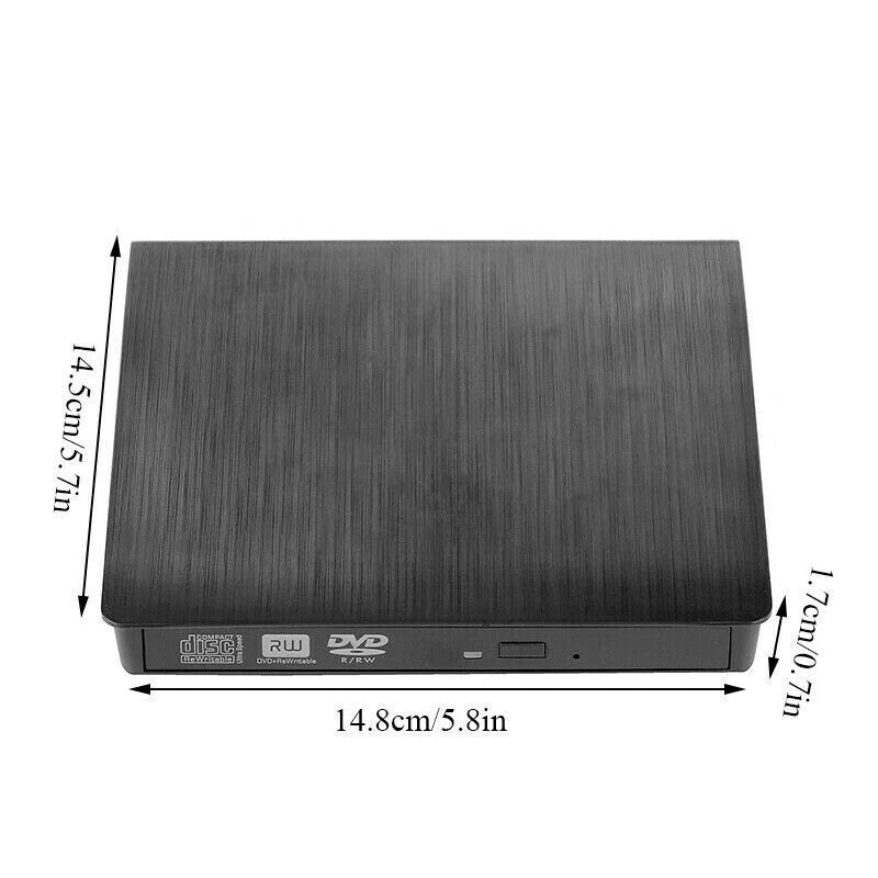 Slim External CD DVD RW Drive USB 3.0 Writer Burner Player Black for Laptop PC
