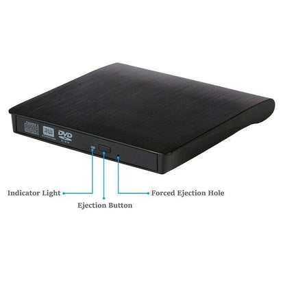 Slim External CD DVD RW Drive USB 3.0 Writer Burner Player Black for Laptop PC