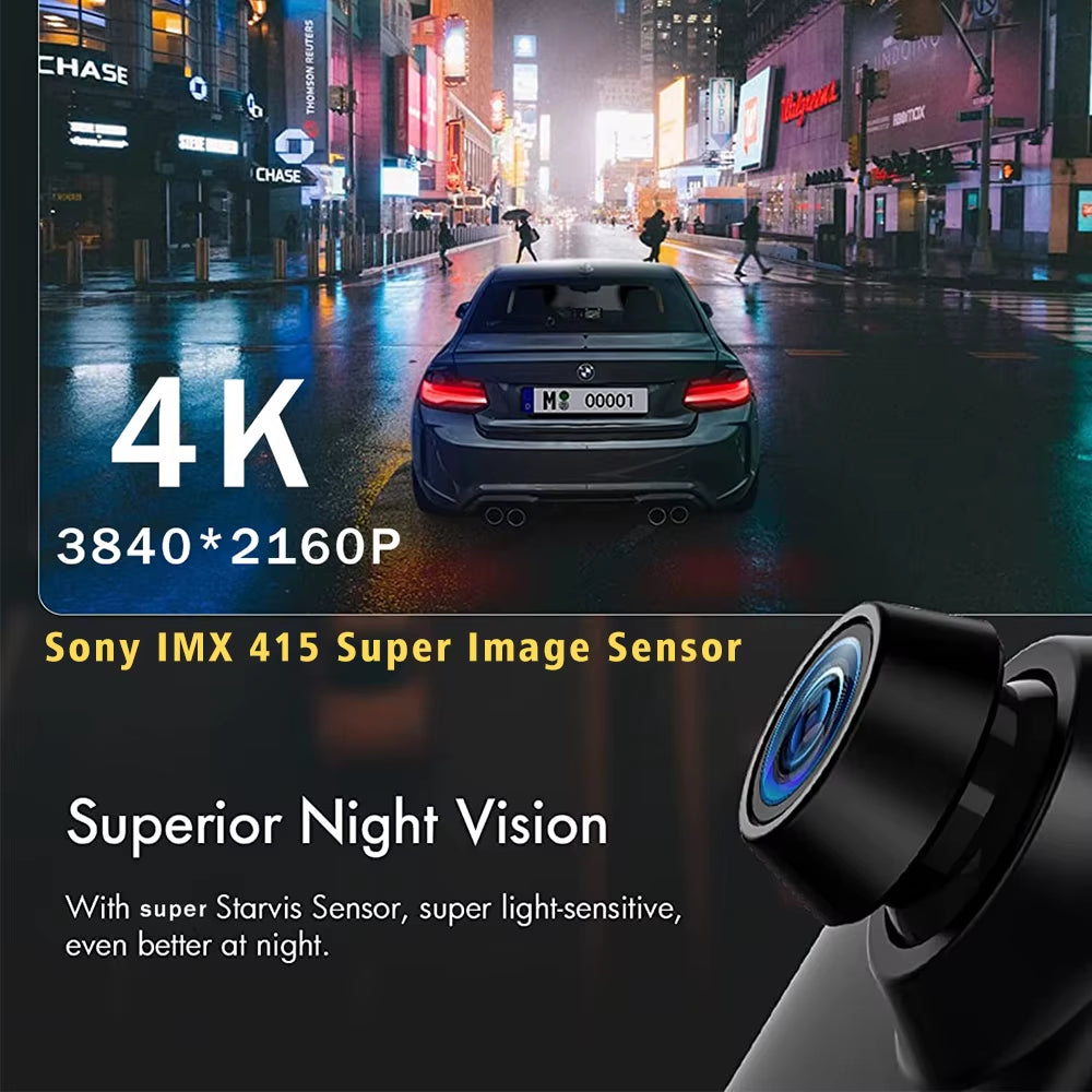 10 Inch 4K 2160P Car DVR Carplay Android Auto 5G WIFI GPS Dash Cam BT FM Dashcam Camera Stream Rearview Mirror Drive Recorder