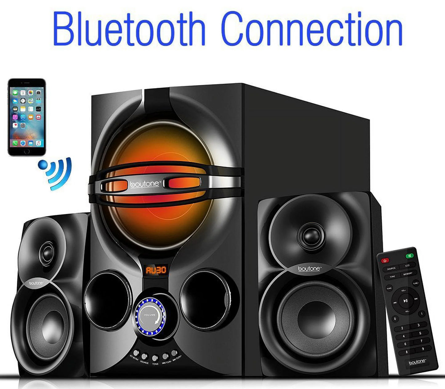 BT-324F, 2.1 Bluetooth Powerful Home Theater Speaker Systems, with FM Radio, SD USB Ports, Digital Play Back, 40