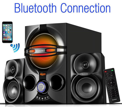 BT-324F, 2.1 Bluetooth Powerful Home Theater Speaker Systems, with FM Radio, SD USB Ports, Digital Play Back, 40