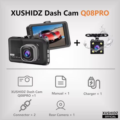 Q08 1080P Dash Camera with G-Sensor 170 Degree Wide Angle Lens Dashcam Vehicle Recorder Super Night Vision Dvr