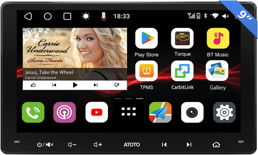 S8 8-Core 9 Inch QLED Double Din Android Car Stereo, Wireless Carplay & Android Auto, Built-In 4G,Wifi/Bt/Usb Tethering, 2 Bluetooth, 4G+32G Car Radio, SCVC&DSP, AI Chat, Mirrorlink,S8G2094Ms