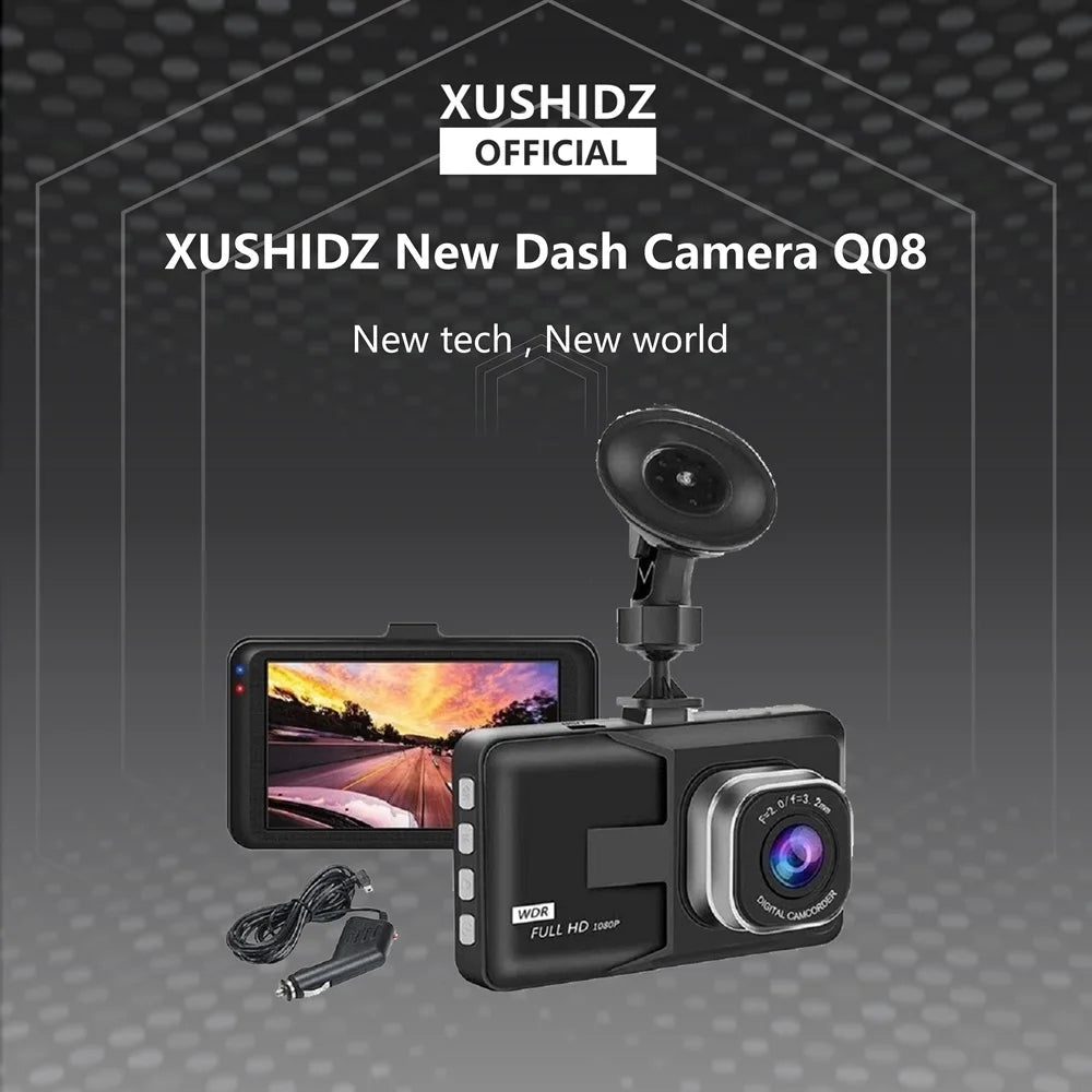 Q08 1080P Dash Camera with G-Sensor 170 Degree Wide Angle Lens Dashcam Vehicle Recorder Super Night Vision Dvr