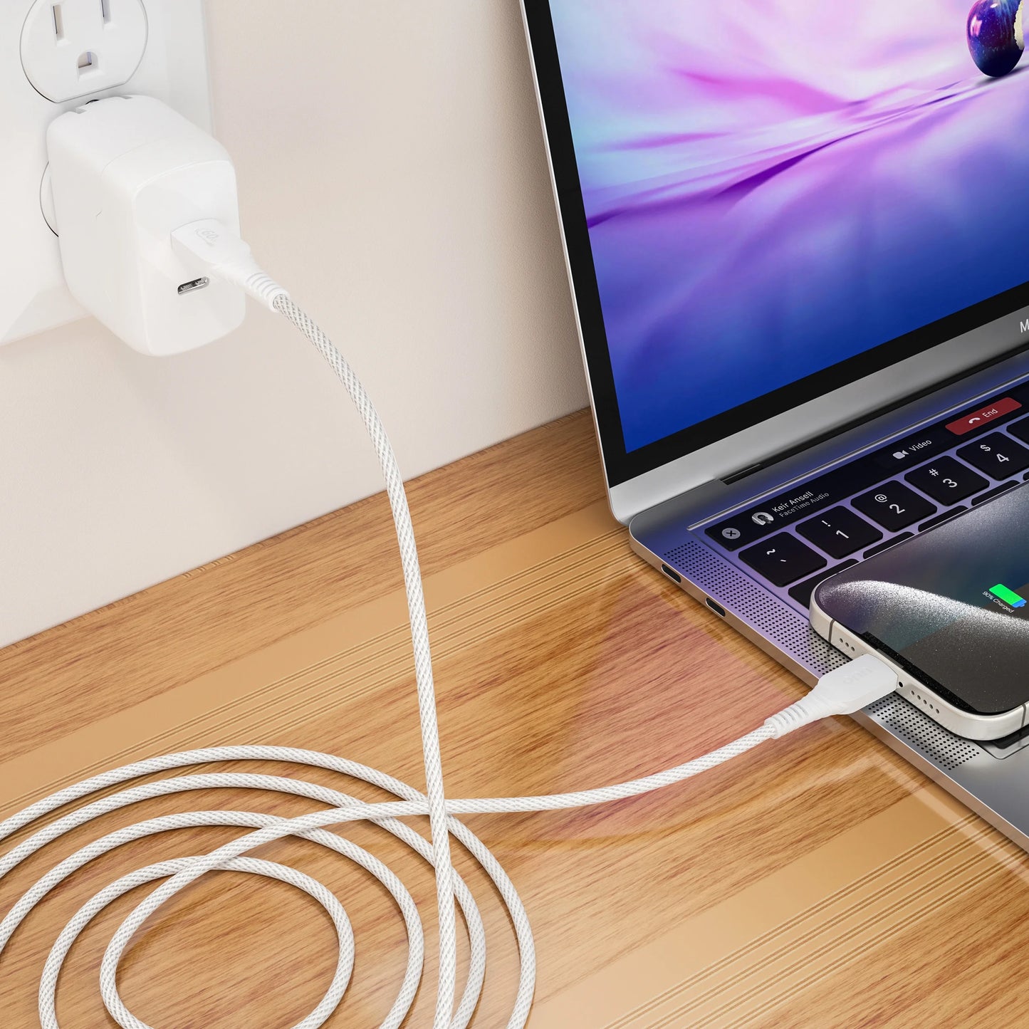 3Ft USB-C to USB-C Braided Charging Cable, USB-IF Certified, White - Compatible with Iphone 16 Series, Iphone 15 Series, Samsung Galaxy, Note, Pixel Devices Ipad Pro, & More
