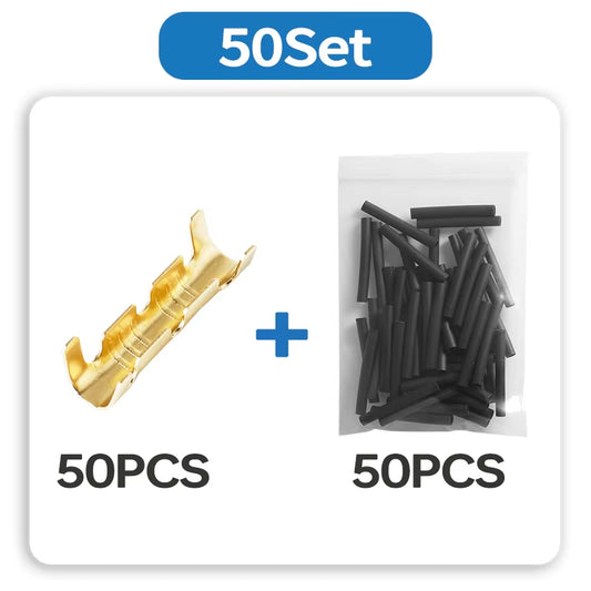 50/100 Set U-Shaped Electrical Wire Connectors Crimp Terminals for Fast Wiring Connection 0.5-1.5Mm² and Heat Shrink Tube Kit