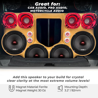 PRO-X8.4BM Loudspeaker - 8", Midrange, Red Aluminum Bullet, 550W Max, 275W RMS, 4 Ohms - Premium Quality Audio Door Speakers for Car or Truck Stereo Sound System (1 Speaker)