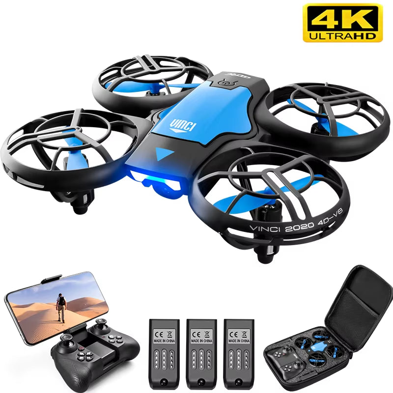 V8 New Mini Drone 4K Profession HD 1080P Wide Angle Camera Wifi FPV RC Dron Height Keep Drones Helicopter Kids Toys