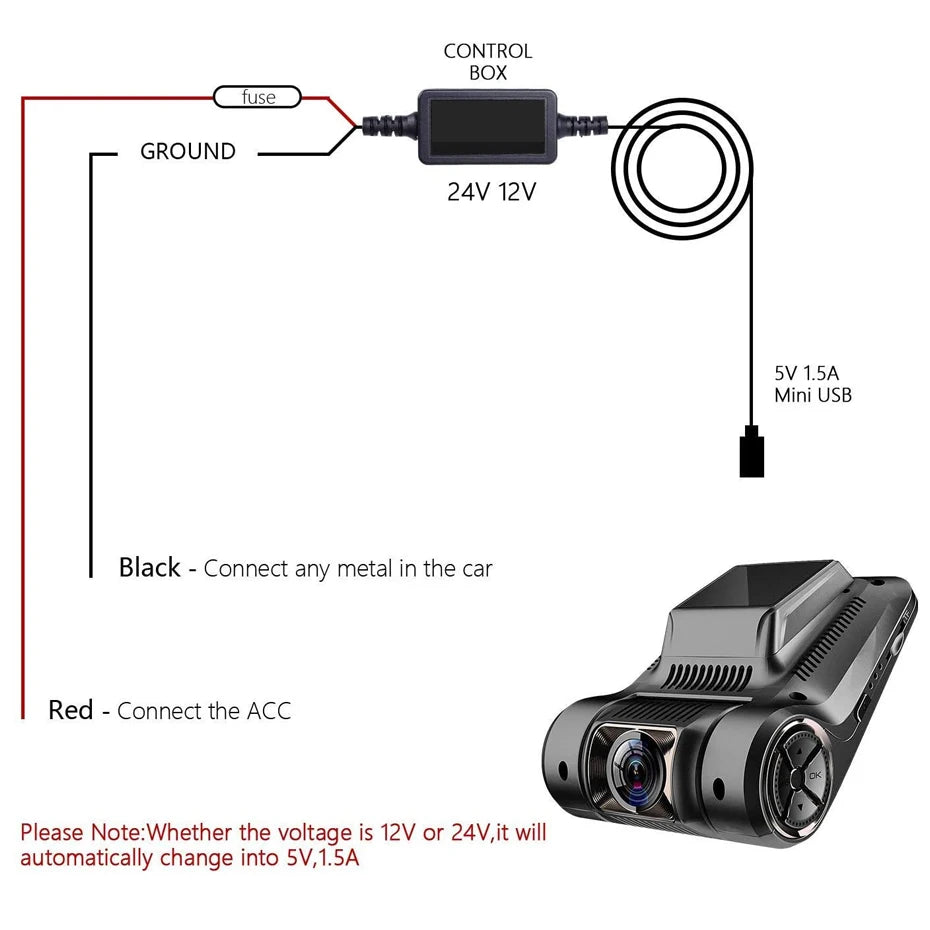 Car Dash Cam Wire 3.2M Mirror DVR Hardwire Cable Kit Video Recorder 12/24V to 5V Mini Micro USB Charger Line Auto Dashcam Camera