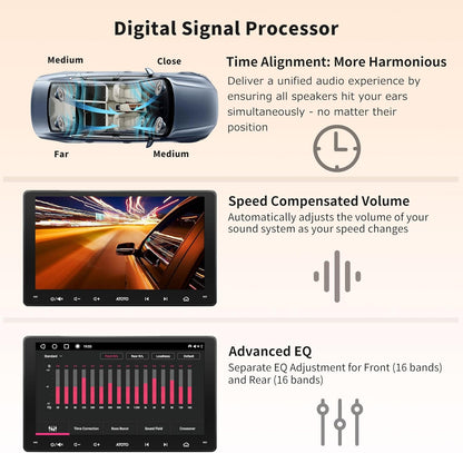S8 8-Core 9 Inch QLED Double Din Android Car Stereo, Wireless Carplay & Android Auto, Built-In 4G,Wifi/Bt/Usb Tethering, 2 Bluetooth, 4G+32G Car Radio, SCVC&DSP, AI Chat, Mirrorlink,S8G2094Ms