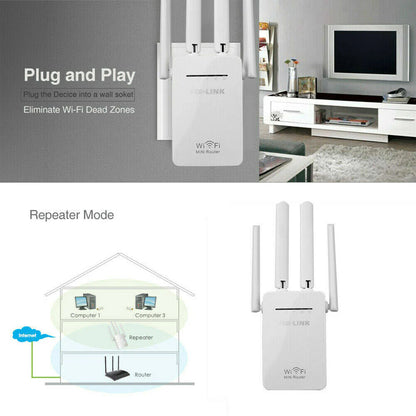 1200Mbps Wifi Range Extender Repeater Wireless Amplifier Router Signal Booster
